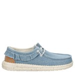 HEYDUDE WOMENS WENDY DENIM RUFFLE SLIP ON SNEAKER - DENIM