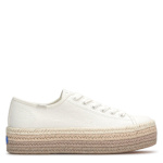 WOMENS TRIPLE UP CANVAS JUTE PLATFORM SNEAKER - LATTE