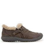WOMENS HEATHER FAUX FUR SLIP ON SNEAKER - BROWN