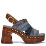 WOMENS WYLIE PATCHWORK PLATFORM SANDAL - BLUE