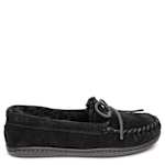 WOMENS SHEEPSKIN HARDSOLE SLIPPER - BLACK