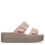 WOMENS BROOKLYN BUCKLE LOW WEDGE SANDAL - BLUSH