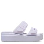 WOMENS BROOKLYN BUCKLE FROSTED LOW WEDGE SANDAL - PURPLE