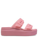 WOMENS BROOKLYN BUCKLE FROSTED LOW WEDGE SANDAL - PINK
