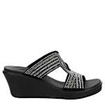 WOMENS RUMBLE ON WEDGE SANDAL - BLACK