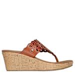 WOMENS BEVERLEE - SUMMER SPIRIT THONG WEDGE SANDAL - COGNAC