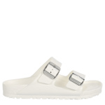 WOMENS ARIZONA STEALTH BUCKLE ESSENTIALS SLIDE SANDAL - WHITE