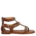 WOMENS BUCKY T-STRAP GLADIATOR SANDAL - DARK TAN