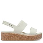 WOMENS BROOKLYN CORK LOW WEDGE SANDAL - OFF WHITE