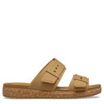WOMENS BROOKLYN CORK BUCKLE LOW LOW SANDAL - DARK TAN