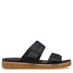 WOMENS BROOKLYN CORK BUCKLE LOW LOW SANDAL - BLACK