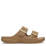 WOMENS SATURDAY METALLIC BUCKLE SANDAL - DARK TAN