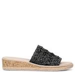 WOMENS BREEZY ESPADRILLE SLIDE SANDAL - BLACK