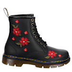WOMENS APRILE 8 EYE FLORAL EMBROIDERY LACE UP BOOT - BLACK