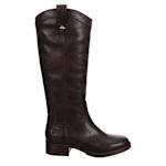 WOMENS FOSTER BUTTON WIDE CALF BOOT - DARK BROWN