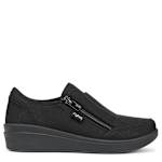 WOMENS LOUNGE ZIP WALKING SNEAKER - BLACK