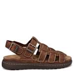 MENS SORRENTO BUCKLED OUTDOOR SANDAL - DARK TAN
