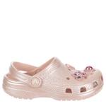 CROCS GIRLS LITTLE-BIG KID CLASSIC SHIMMER GEM CLOG - WHITE