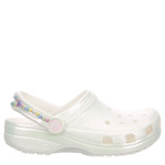 CROCS GIRLS LITTLE-BIG KID CLASSIC SHIMMER GEM CLOG - WHITE