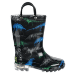 BOYS TODDLER DINOSAUR FRIENDS RAIN BOOT - BLACK