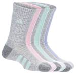 GIRLS CUSHIONED CREW SOCKS 6 PAIRS - ASSORTED