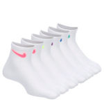 GIRLS XXS QUARTER SOCKS 6 PAIRS - WHITE