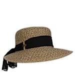 UNISEX PAPERBRAID HAT WITH CHIFFON SCARF - BROWN