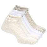 WOMENS CUSHIONED NO SHOW SOCKS 6 PAIRS - BEIGE