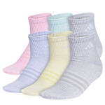 GIRLS LARGE SUPERLITE QUARTER SOCKS 6 PAIRS - ASSORTED