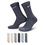 MENS LARGE EVERYDAY CUSHIONED CREW SOCKS 6 PAIRS - ASSORTED