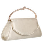 WOMENS SATIN FLAP CRYSTAL KNOT HANDLE CLUTCH