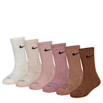 BOYS EXTRA SMALL EVERYDAY PLUS CREW SOCKS 6 PAIRS - ASSORTED