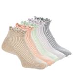 WOMENS MARLED LETTUCE EDGE NO SHOW SOCKS 5 PAIRS - ASSORTED