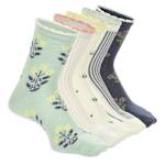 WOMENS FLORAL SCALLOP WELT ANKLETS 5 PAIRS - ASSORTED