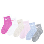 GIRLS 12-24 MONTH CREW SOCKS 6 PAIRS - PINK