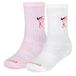 GIRLS VALENTINES DAY CUSHIONED CREW SOCKS 2 PAIRS - PINK