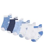 BOYS INFANT PULL TAB CREW SOCKS 6 PAIRS - BLUE