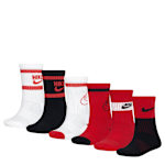 BOYS NEW RETRO CREW SOCKS 6 PAIRS - RED