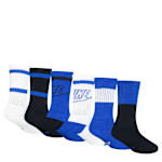 BOYS EXTRA SMALL RETRO CREW SOCKS 6 PAIRS - BLUE