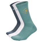 WOMENS CHUCK FOIL PATCH CREW SOCKS 3 PAIRS - ASSORTED