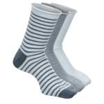 WOMENS ROLLED STRIPE CUFF QUARTER SOCKS 3 PAIRS - BLUE