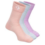 WOMENS TURN CUFF QUARTER SOCKS 3 PAIRS - ASSORTED