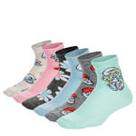 GIRLS QUARTER SOCKS 6 PAIRS - TEAL