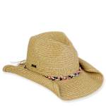 WOMENS PAPERBRAID WESTERN HAT WITH COLORBRAID TRIM - NATURAL