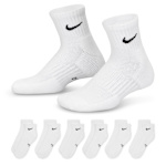 BOYS MEDIUM QUARTER SOCKS 6 PAIRS - WHITE