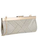 UNISEX SPARKLE JACQUARD CRISS CROSS TOP FRAME CLUTCH - GOLD
