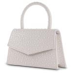 WOMENS MIX CABACHON TOP HANDLE CLUTCH - WHITE