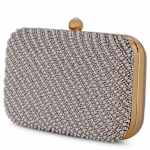 WOMENS PEARL AND CRYSTAL BIAS MINAUDIERE - IVORY