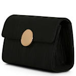 WOMENS MINI CLUTCH WITH GOLD MEDALLION - BLACK