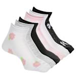 WOMENS TEXTURE FLORAL QUARTER SOCKS 6 PAIRS - ASSORTED